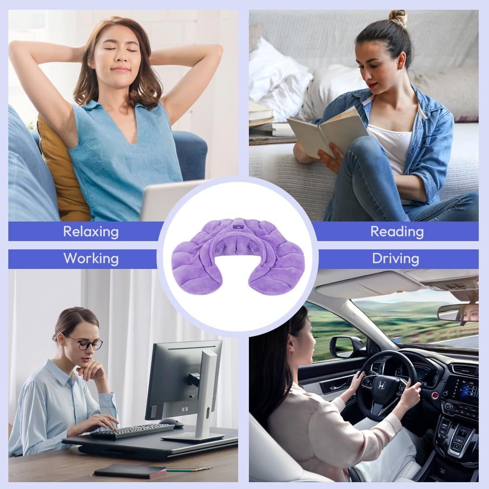 Microwavable Heat Pad for Neck and Shoulders, Weighted Microwave Moist Heating Wrap for Pain Relief Sore Muscle Stress Tension, Heated Wrap with Aromatherapy, Hot & Cold Compress, Purple