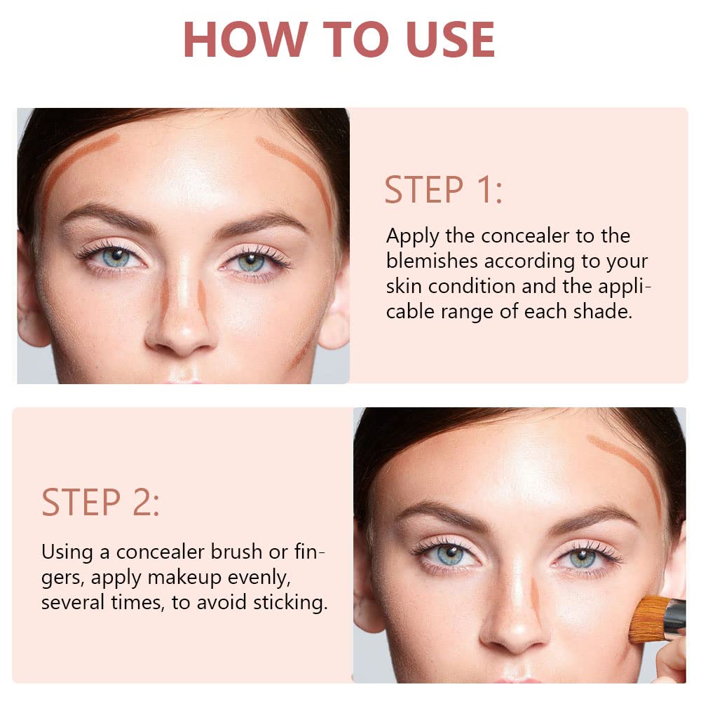 6 Color Correcting Concealer Palette With Concealer Brush, Tattoo Concealer, Cream Contouring Makeup Kit, Corrects Dark Circles Red Marks Scars Light Mediumor creamy concealer A2