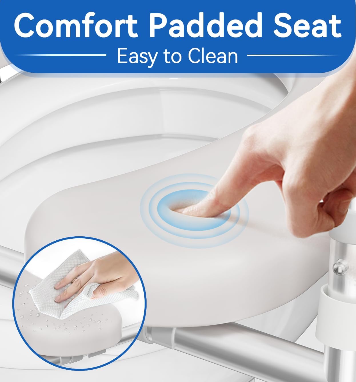 HOMLAND Raised Toilet Seat with Handles, Toilet Seat Riser for Seniors, Adjustable Height & Width, 400lb Elevated Handicap Toilet Seat, Fit Any Toilet, Grey