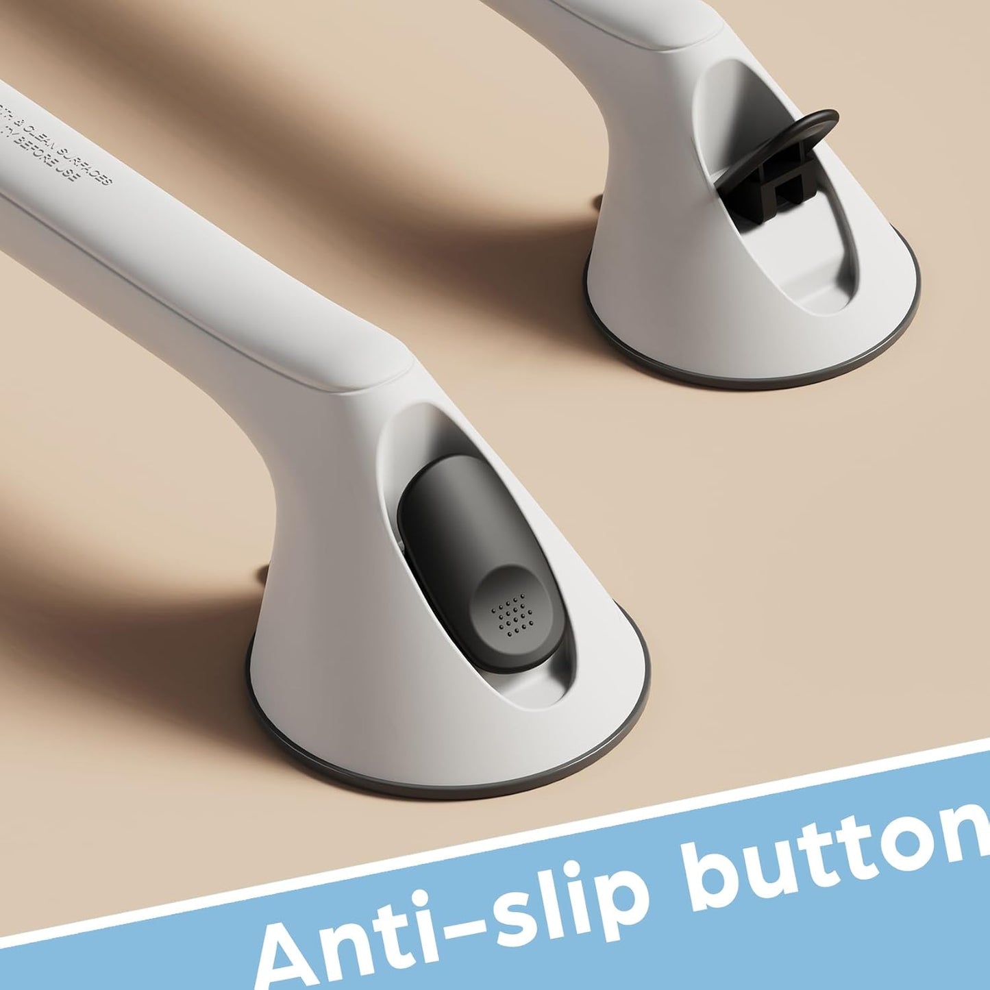 2 Pack 16 Inch Grab Bars for Bathtubs and Showers for Seniors, Heavy Duty Shower Handle for Elderly, Suction Cup Removable Handrails Handicap Bath Grip Bathroom Safety Grips (White and Black