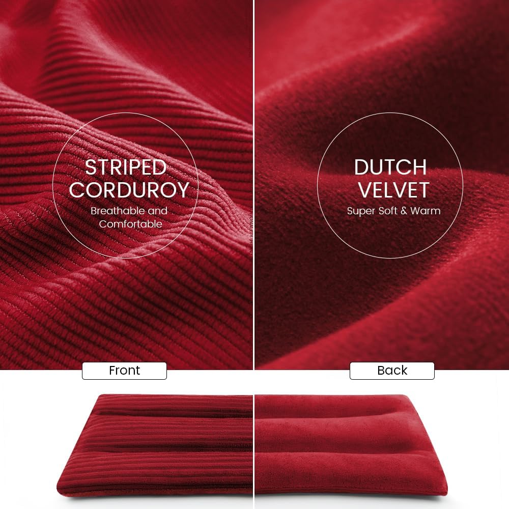 Microwave Heating Pad 6 x 12 Heating Pad Mini Microwave, Microwave Bean Bag Heating Pad for Neck and Shoulders, Moist Heat Pack Pillow Warm Compress for Knee, Joints, Abdomen (Wine Red) - 2 Pack