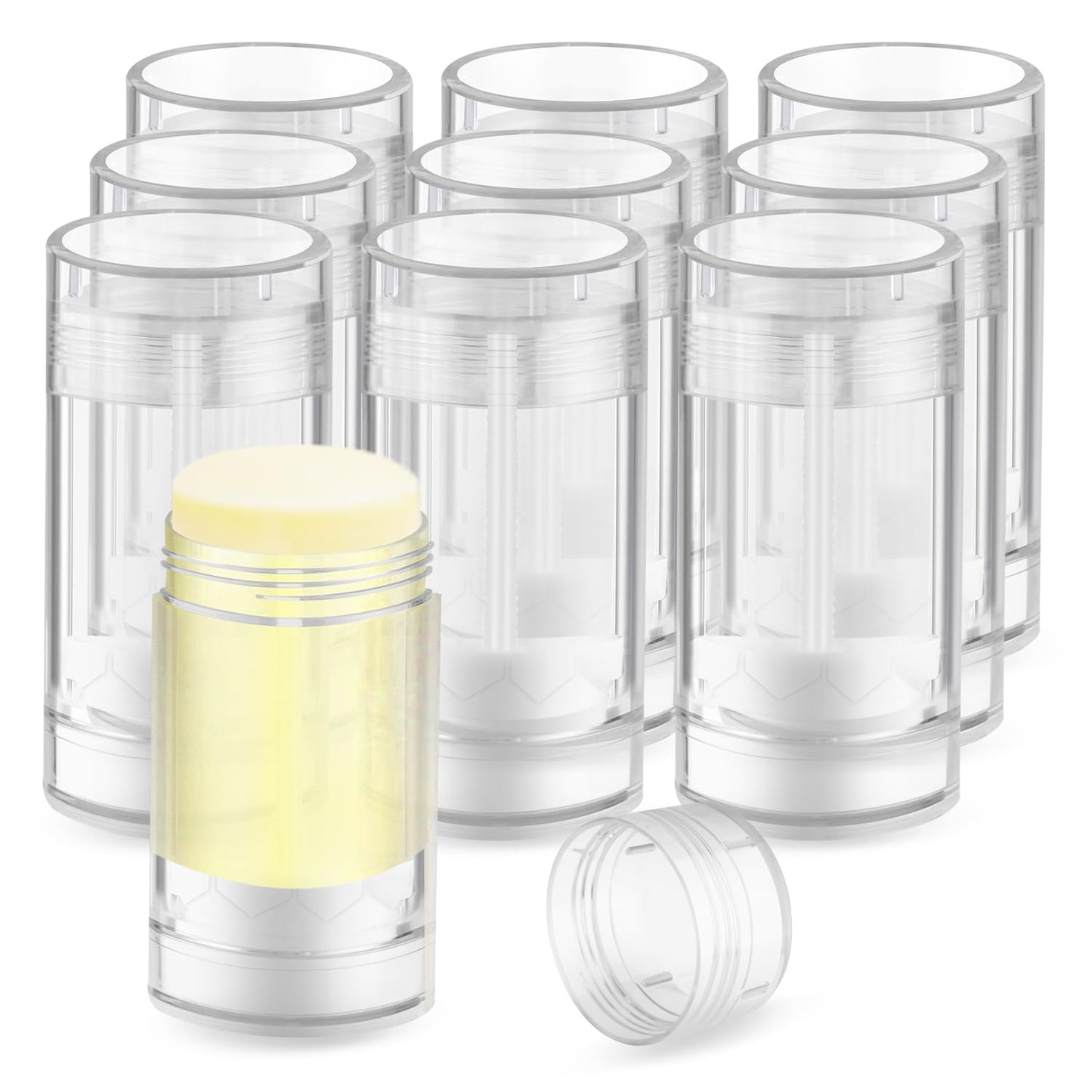 10 Pcs Empty Deodorant Containers Bottom Fill Deodorant Bottles Refillable DIY Deodorant Tubes Lip Balm Tubes (clear, 75ml/2.5oz)
