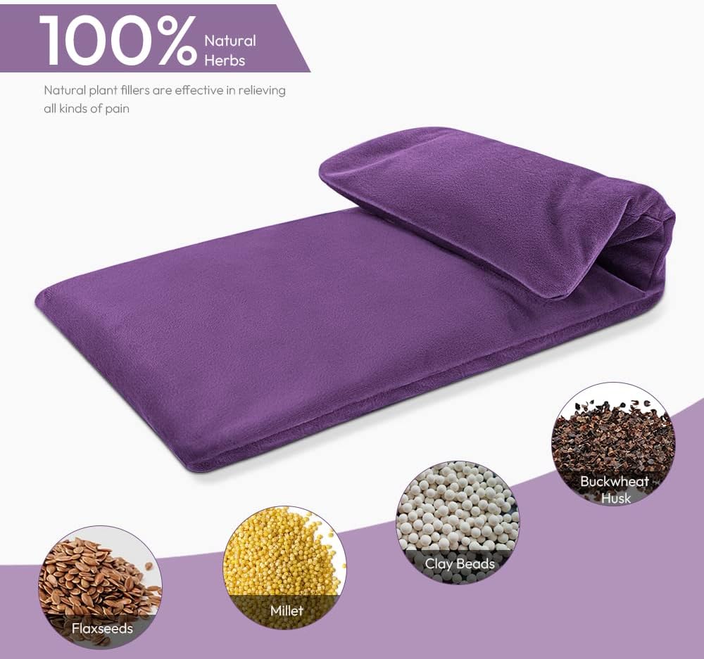 Microwavable Heating Pad with Washable Cover, 8 x 18 Microwave Heating Pad for Neck and Shoulders, Moist Heat Bean Bag Warm Compress for Knee, Joints, Wrist, Abdomen (Dark Purple)