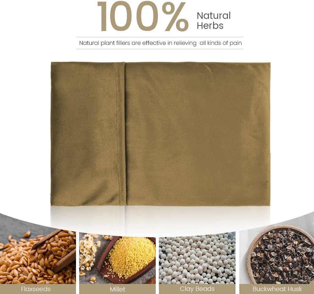 Heating Pad Microwavable with Washable Cover, 8 x 12 Multipurpose Microwave Heating Pad for Neck and Shoulders, Moist Heat Bean Bag Warm Compress for Knee, Muscles, Joints, Wrist, Abdomen (Khaki)