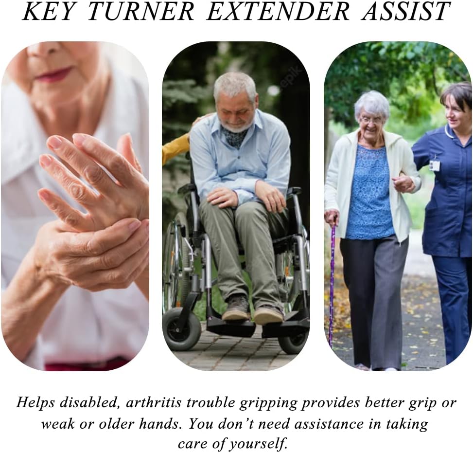 2 Pcs Key Turner Aid for Arthritis Weakened Grip - Easy Door Opening Key Extender Assist for Elderly & Disabled, Fits 2 Keys(Blue)