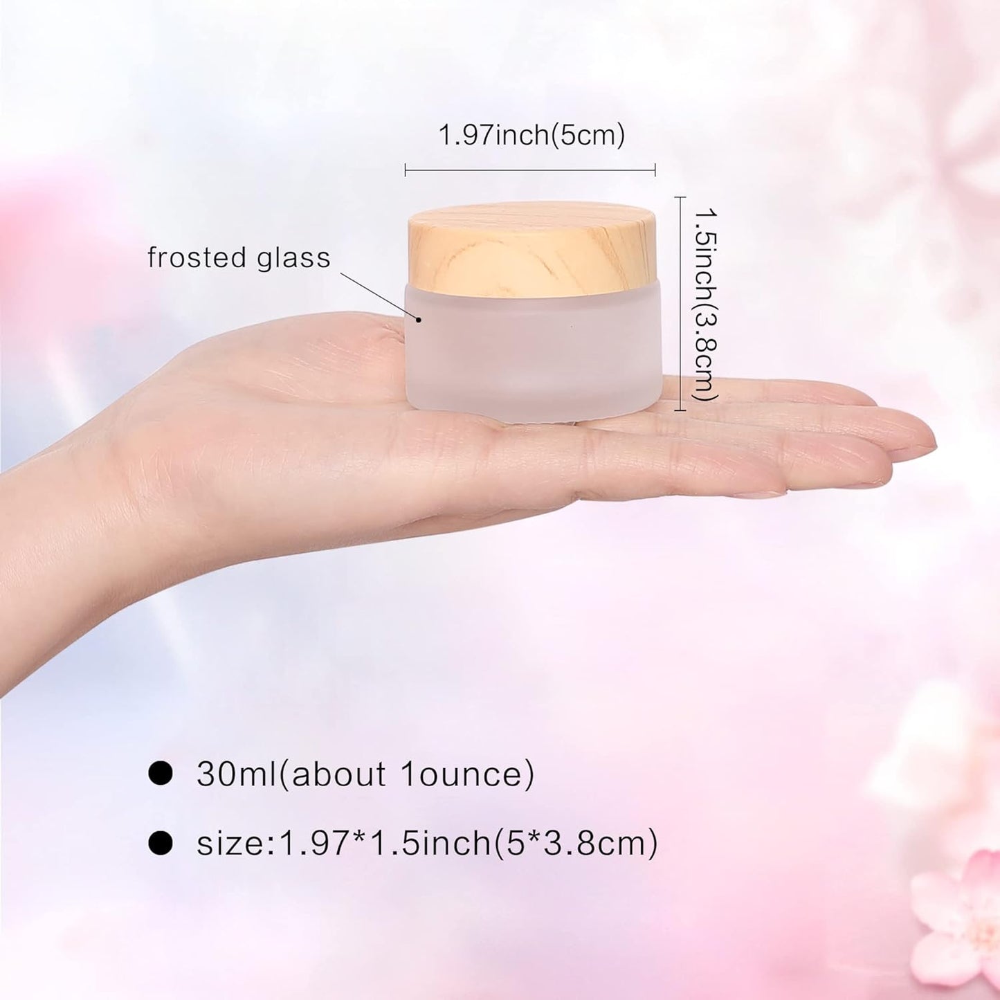 30 Gram/ml Glass Cosmetic Containers with lids，Round Frosted Glass Jars with Leakproof lids,Small Empty Glass Sample Jars for Makeup Lip Scrub Balm Lotions Sample Eye Creams DIY (4 PACK 30ML)