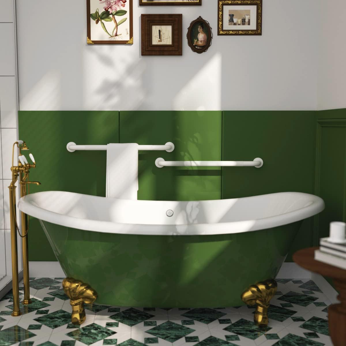 24 Inch Anti Slip Shower Grab Bar Oil Rubbed White 1.25" Diameter,Munzong Bathroom Grab Bar, Knurled Bathroom Balance Bar,Safety Hand Rail Support Handicap Elderly Senior Assist Bath Handle