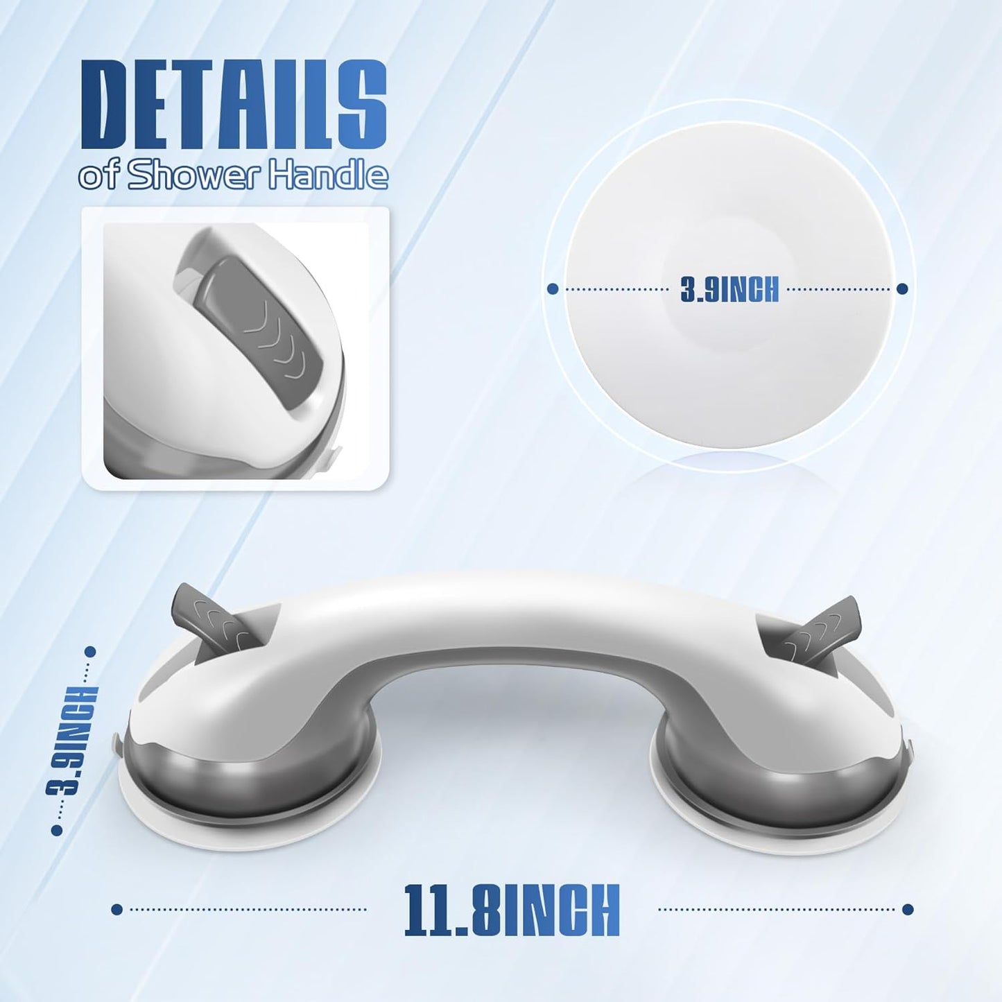 Grab Bars for Bathtubs and Showers, 2 Pack Shower Handles for Elderly with Strong Suction, 12 Inch Bathroom Shower Safety Bars for Seniors and Disabled for Wall