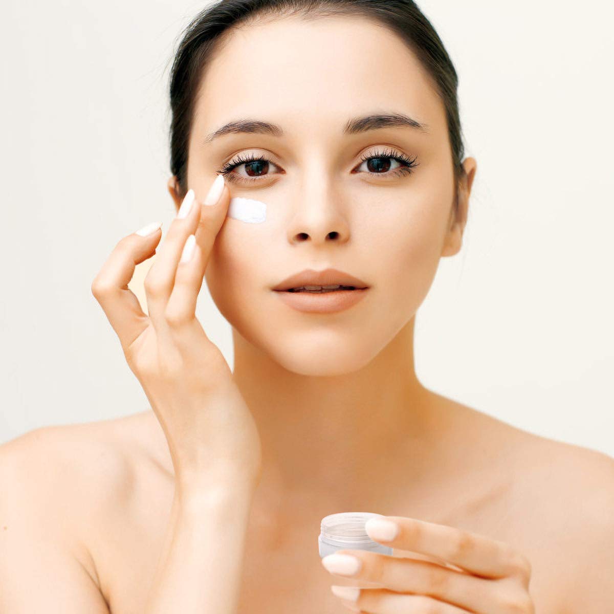 100 Count 10g Small Sample Containers with Lids Plastic Jar Cosmetic Jars Empty Makeup Jars Lip Balm Containers - Black