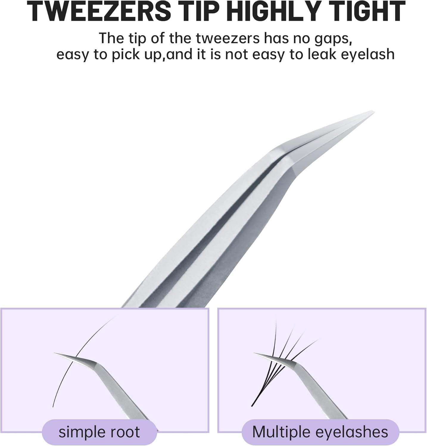 High Precision Lash Tweezers for Individual and Volume Eyelash Extensions Premium Stainless Steel Curved Fiber Tip Professional Isolation Tweezer