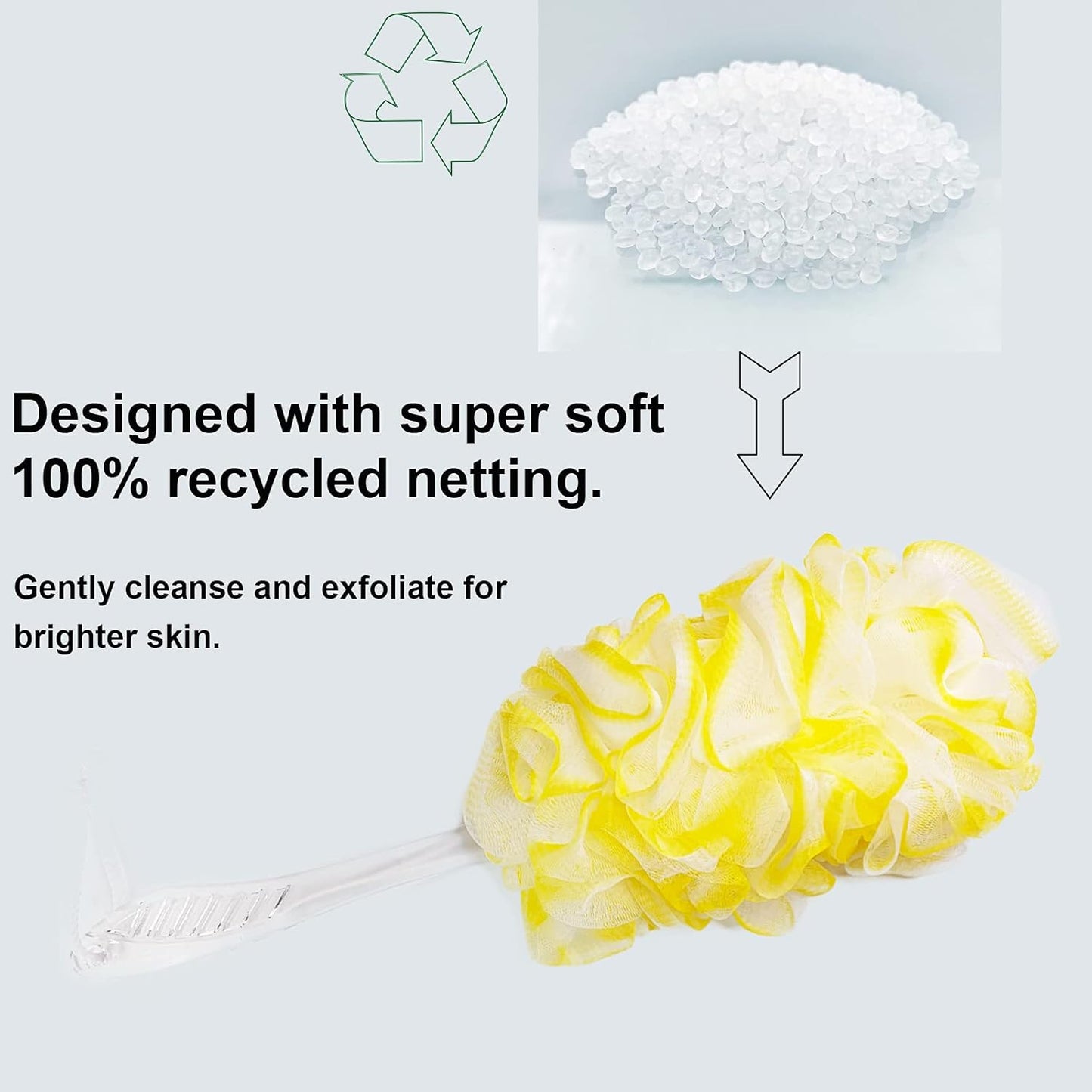 PPHAO Loofah on a Stick - Long Handle Bath Brush for Men & Women - Plastic Loofah - 2Pack - Yellow