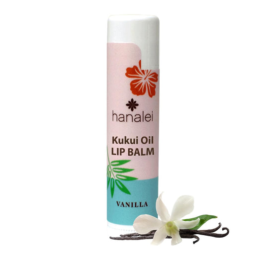 Hanalei Vanilla Lip Balm & Moisturizer – Natural Kukui Oil & Beeswax for Hydrated, Soothed, Soft Lips – Heals Dry, Chapped, Cracked Skin – Long-Lasting Travel-Friendly Lip Care – Vanilla Flavor