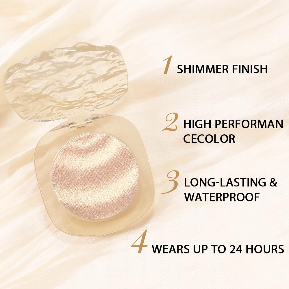 Gold Cream Glitter Shimmer Metallic Eyeshadow Palette Makeup, Natural Single Mini Instant Holographic Eyeshadow For Women, Sombras Crema Para Ojos, Talc, Paraben & Cruelty Free