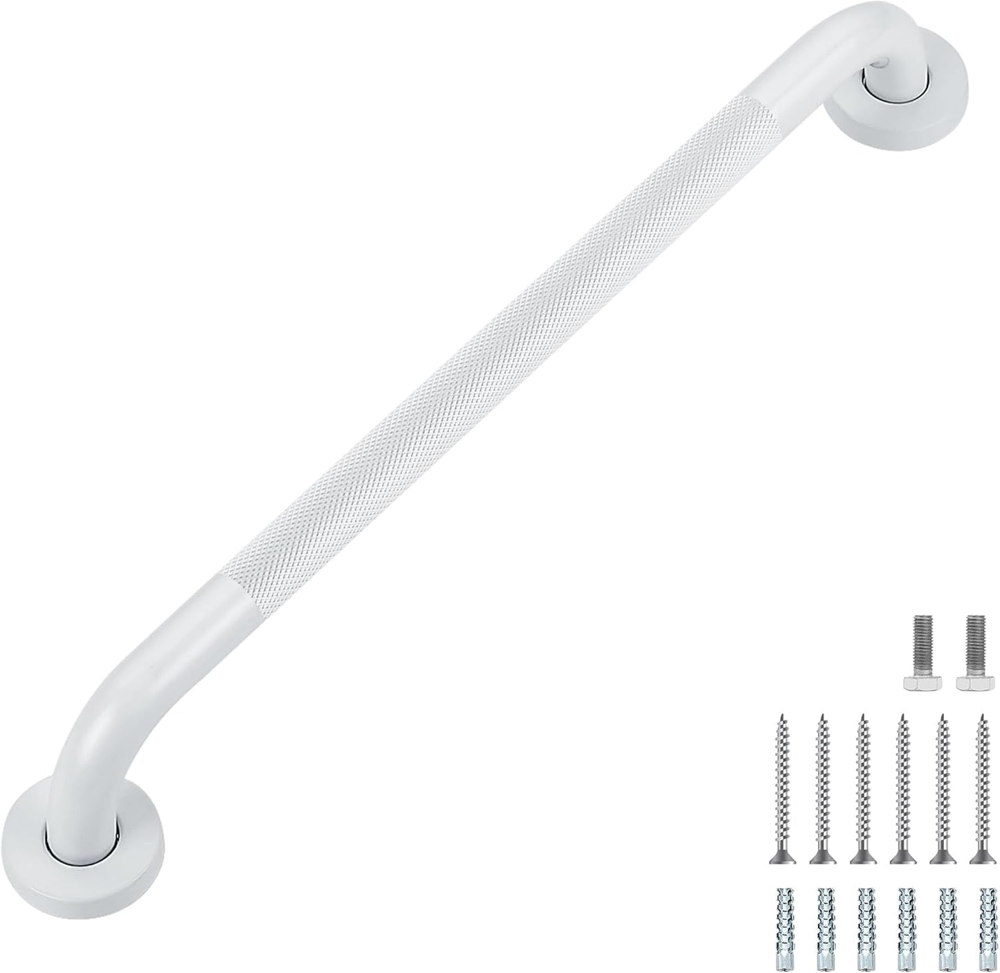Grab Bars for Shower, 2 Pack 20-Inch Anti Slip Shower Handles for Elderly, Safety Shower Grab Bar, Stainless Steel Handicap Grab Bars for Bathroom (White 1" Diameter)