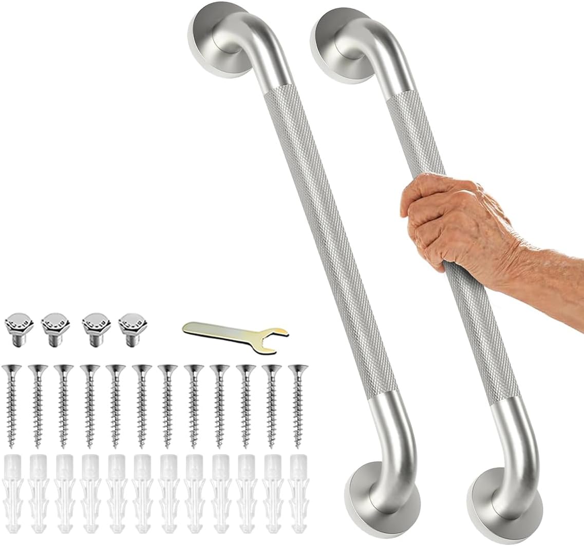 Grab Bars for Bathtubs and Showers 2 Pack 24'' Safety Grab Bar, Heavy Duty Shower Handle Bath Handrails for Seniors and Elderly, Bathroom Safety Grip