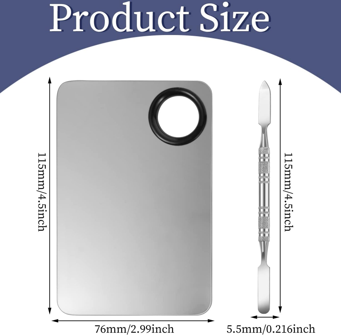 4 in 2 Set Makeup Mixing Palette, Stainless Steel Foundation Palette with Spatula for Mixing Foundation Eye Shadow Eyelash Nail Art