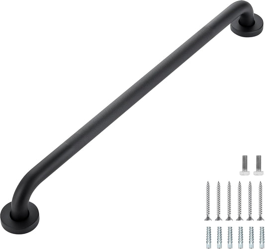 Grab Bars for Shower, 1 Pack 24-Inch Anti Slip Shower Handles for Elderly, Safety Shower Grab Bar, Stainless Steel Handicap Grab Bars for Bathroom (Black 1" Diameter)