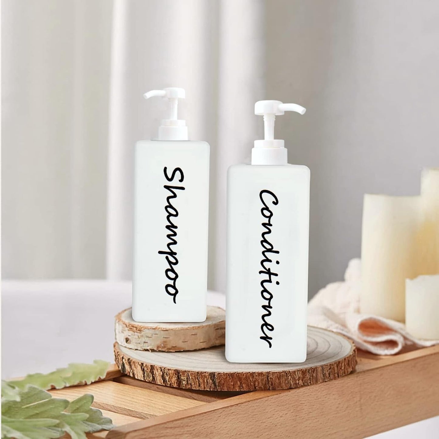 21oz Shampoo and Conditioner Dispenser (Set of 3) Modern Refillable Shampoo Pump Bottles for Shower Soap - Empty Shampoo Conditioner Body Wash Dispenser Set - Stylish Permanent Labels - for Bathroom