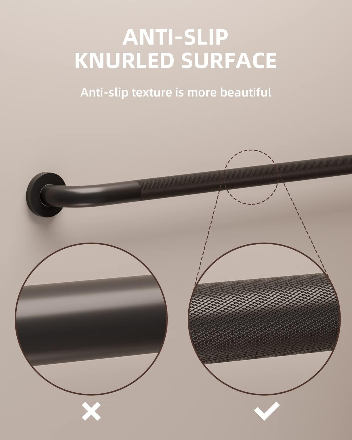 2 Pack 36 Inch Anti Slip Shower Grab Bar Oil Rubbed Black 1.25" Diameter,Munzong Bathroom Grab Bar, Knurled Bathroom Balance Bar,Safety Hand Rail Support Handicap Elderly Senior Assist Bath Handle