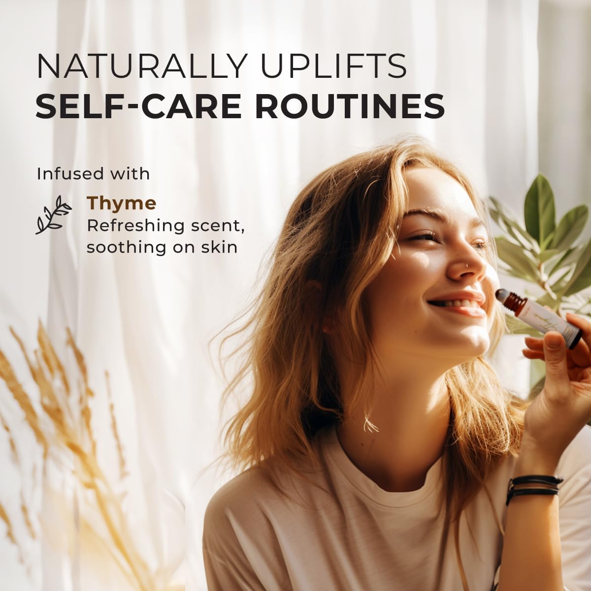 Gya Labs Thyme Essential Oil Blends Roll on for Skin - Natural Thyme Oil Roller, Fresh Herbaceous Scent - Natural Aromatherapy, Travel Size (0.34 Fl Oz)