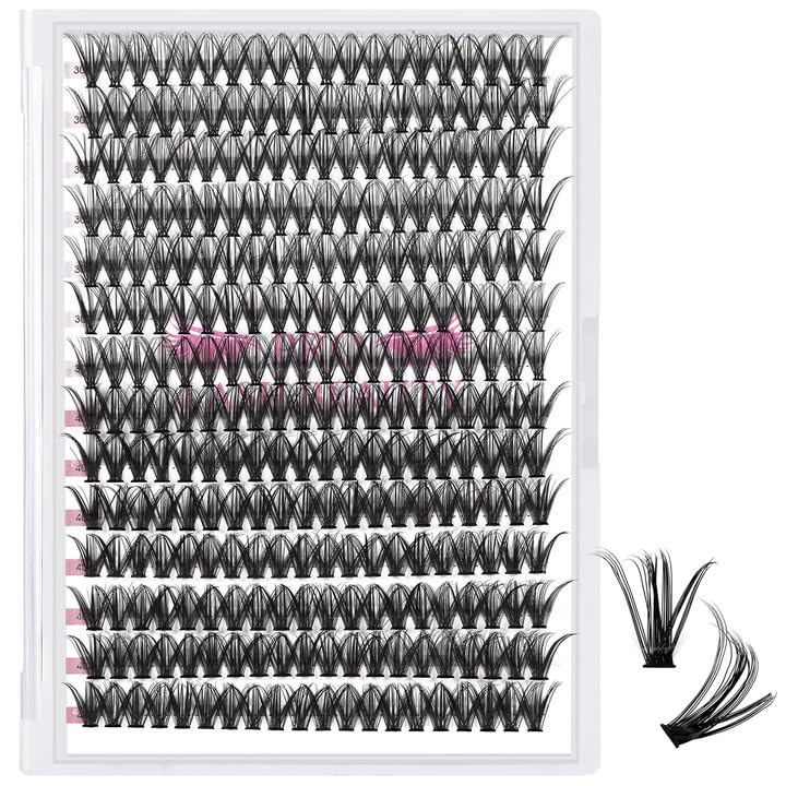 280 Pcs Individual Lashes 30D+40D Mixed Lash Clusters 14 Rows Cluster Lashes that Look Like Eyelash Extensions DIY Lash Extension Self Application At Home (30+40-C-14)