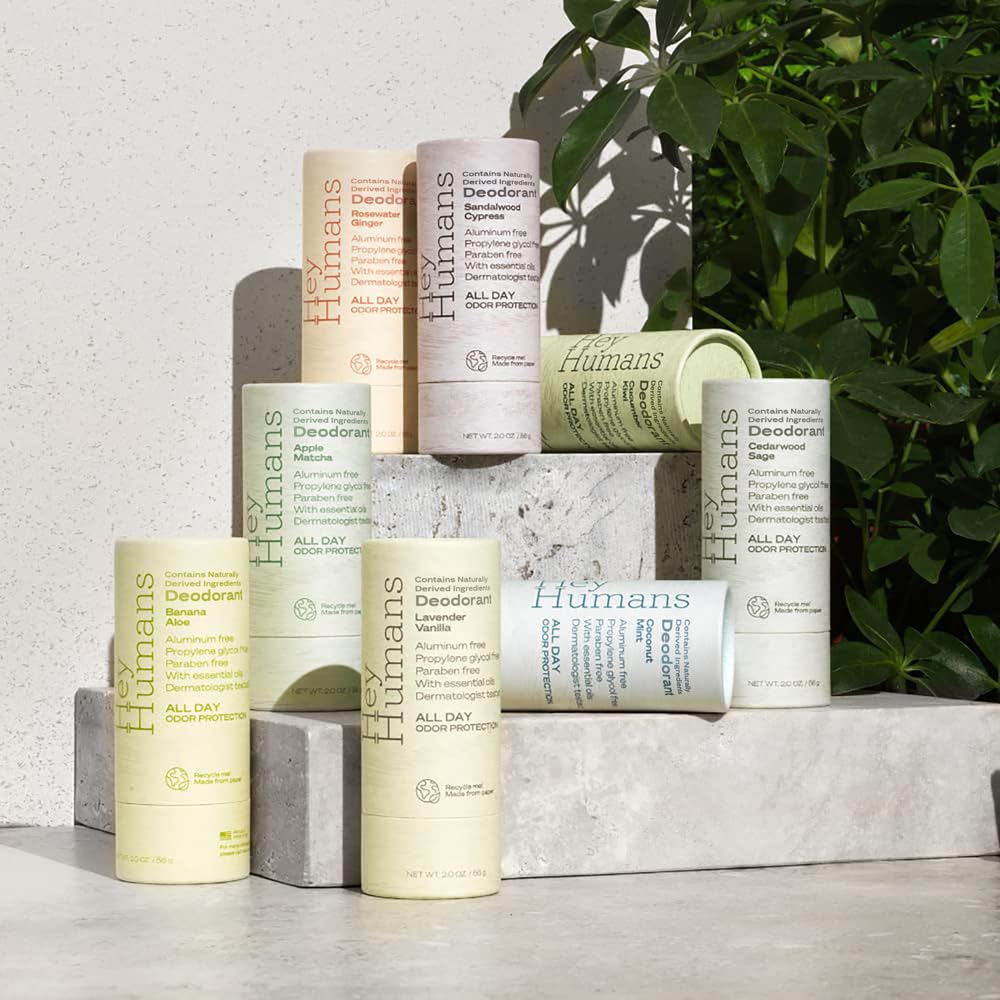 Hey Humans Deodorant, Aluminum Free Deodorant for Women and Men, Contains Naturally Derived Ingredients, All Day Odor Control, Refreshing Essential Oils, Earth Friendly Package, Cucumber Kiwi