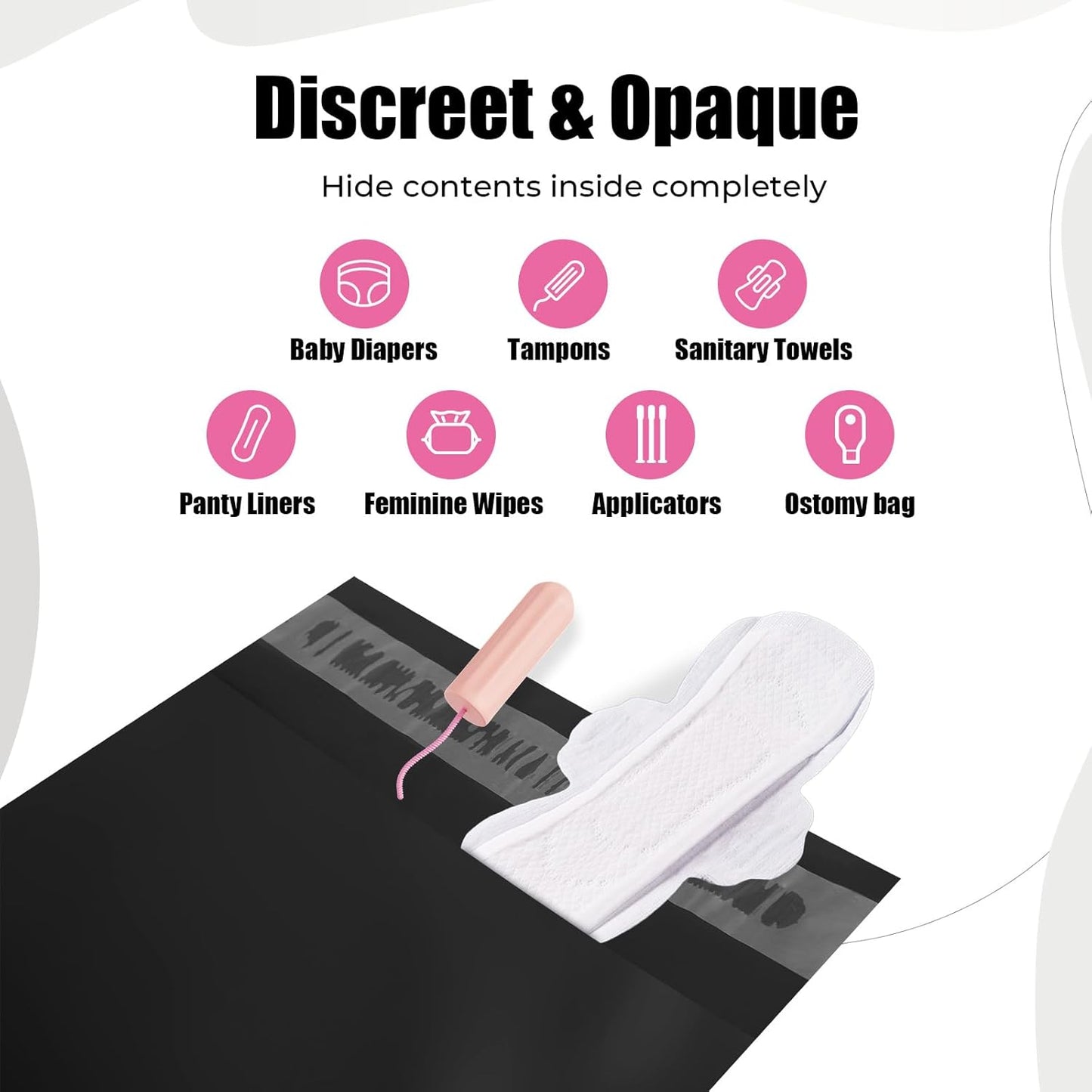 Personal Care Sanitary Disposal Bags(160 Counts), Sanitary Napkin Disposal Feminine Hygiene Bags, Opaque, Odor Control, Discreet Disposal for Tampons, Pads, Liners,Diapers, with Pouch, Black