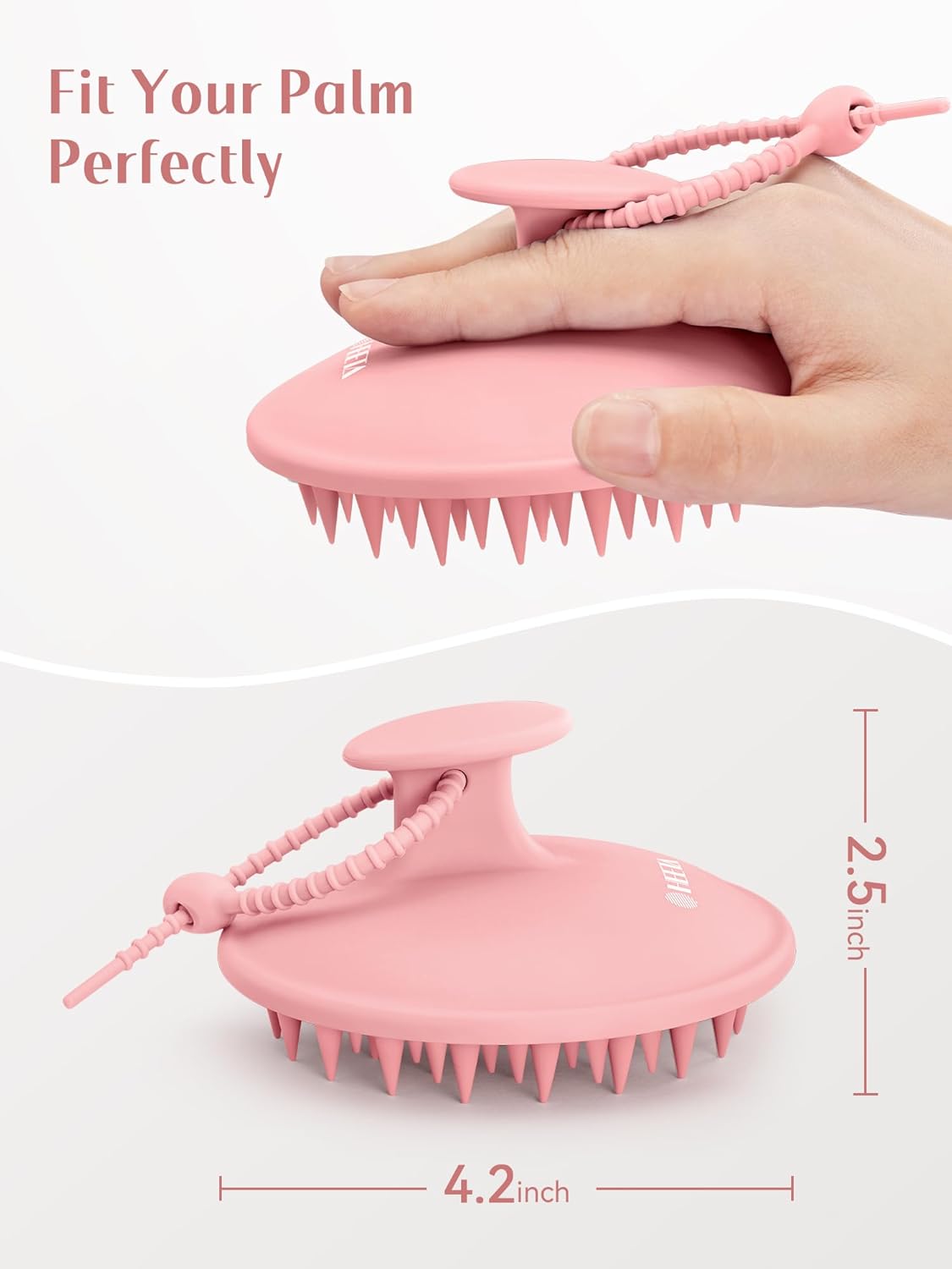 HEETA Scalp Massager Shampoo Brush with Silicone Bristles for Dandruff Removal Scalp Care & Hair Growth, Scalp Scrubber for All Hair Types, Head Massager Stress Relax, Upgraded Large Design,Pink