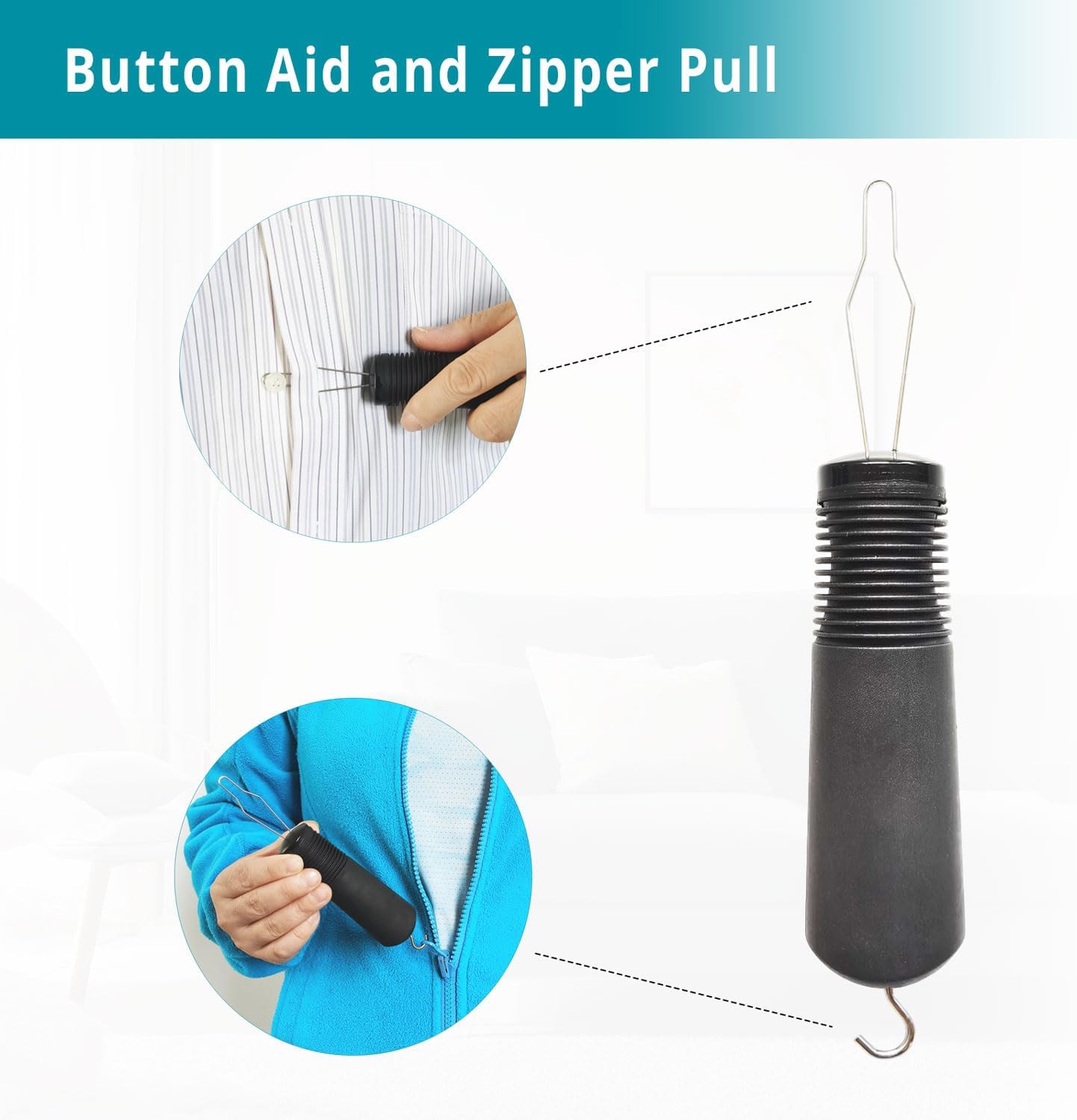 2 Pack Button Hook and Zipper Pull - Button Hook Tool - Button Helper Tool - 2 in 1 Dressing Aid Assist for Senior Elderly Arthritis Disabled