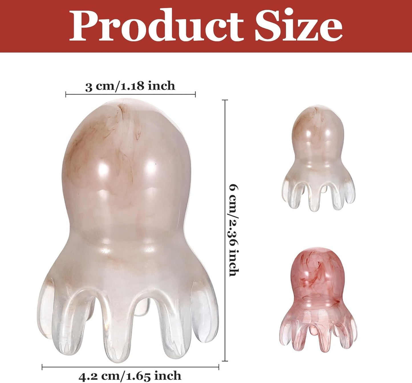 2 Pcs Octopus scalp massager, Portable scalp scrubber massage tool Headache and Stress Relief, silicone hair head massager scalper Acupressure Comb, Deep Relaxation acupressure tool Home Office