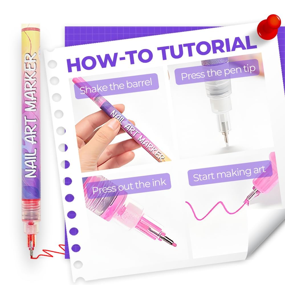 12 Colors Nail Art Pens Set, 2025 Upgrade Nail Art Markers for Gel Nails, 3D Nail Polish Pens, Drawing Painting Point Dotting Pen Acrylic Paint Marker for DIY Nails Art Manicure Tools (1 Set)