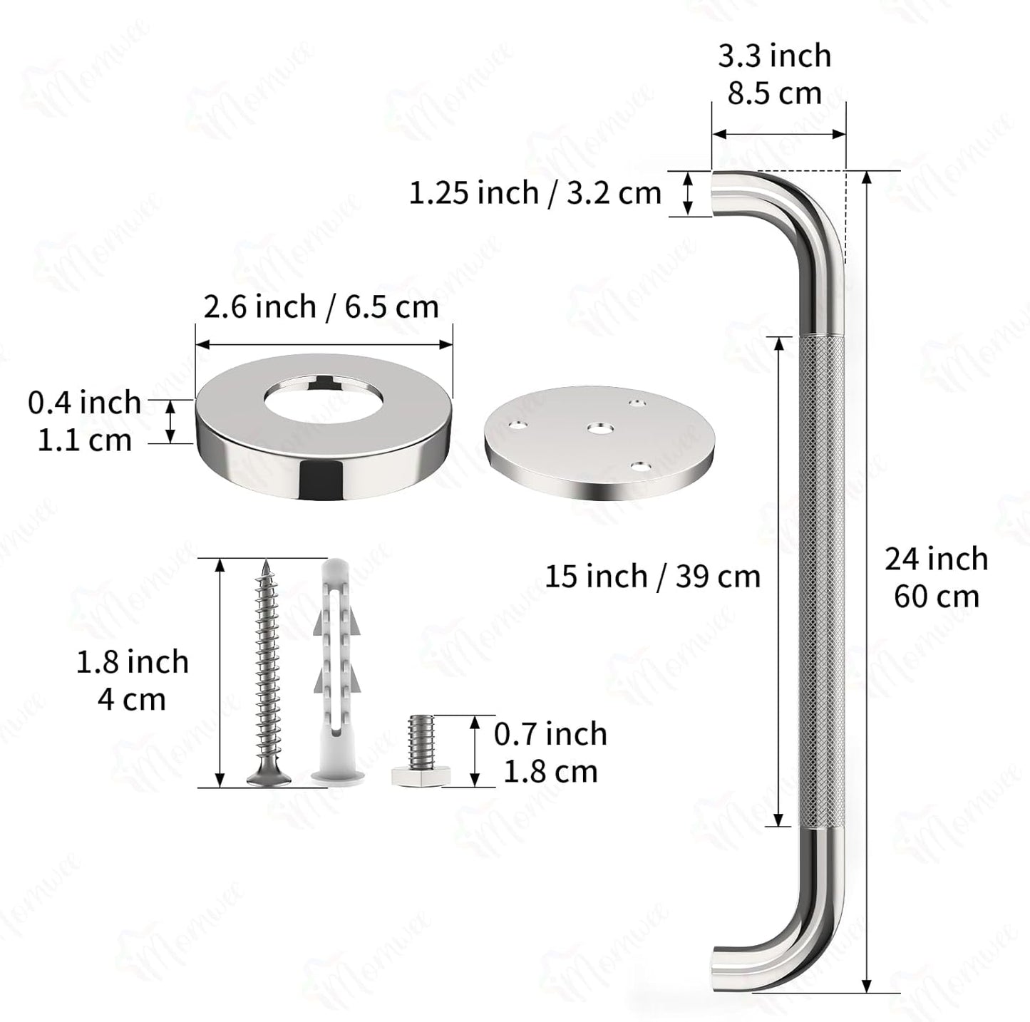 2 Pack 32 Inch Shower Grab Bar with Anti-Slip Grip, iMomwee Chrome Stainless Steel Bathroom Grab Bar Handle, Shower Balance Bar, Safety Hand Rail Support, Handicap Elderly Senior Assist Bath Handle