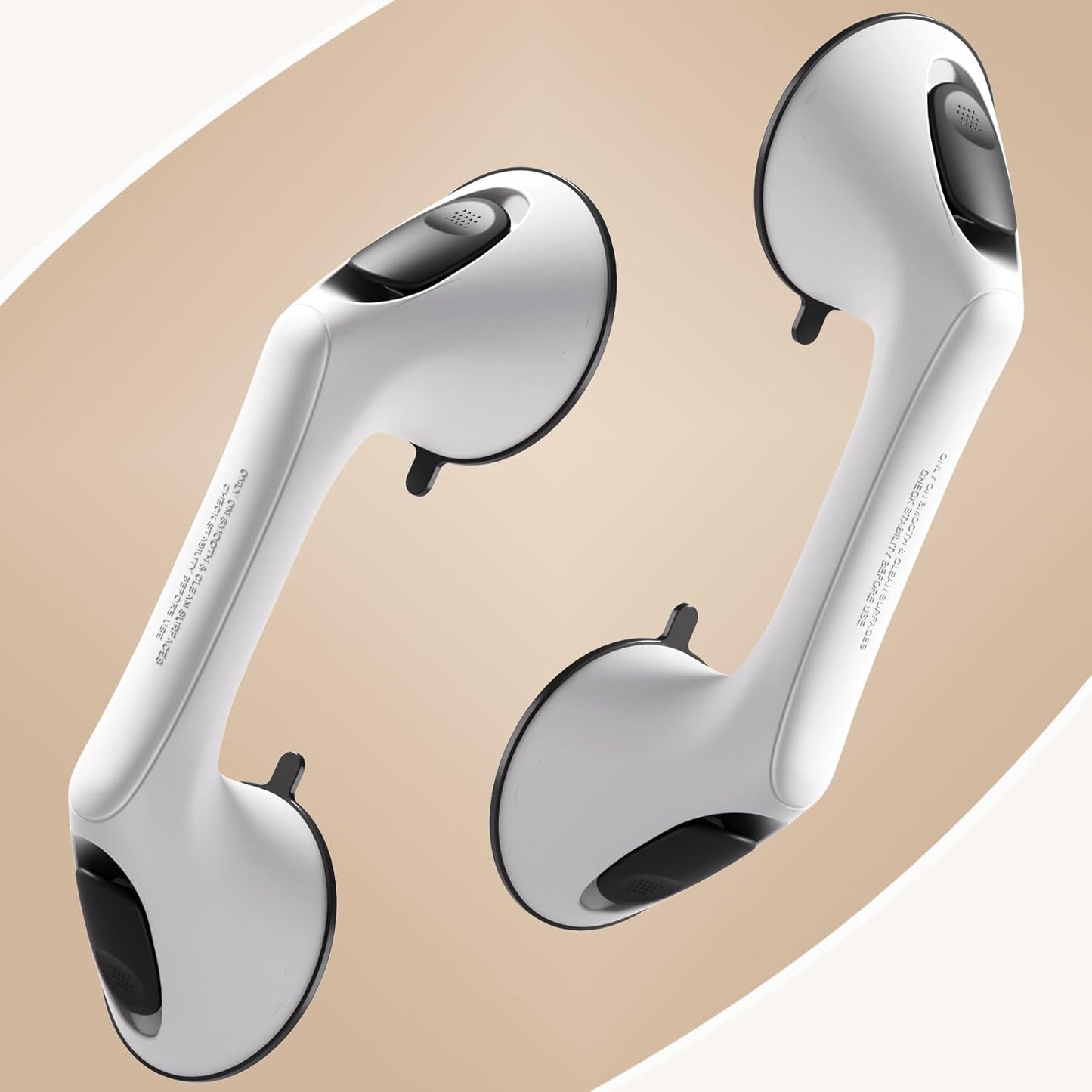 2 Pack 12 Inch Grab Bars for Bathtubs and Showers for Seniors, Heavy Duty Shower Handle for Elderly, Suction Cup Removable Handrails Handicap Bath Grip Bathroom Safety Grips (White and Black