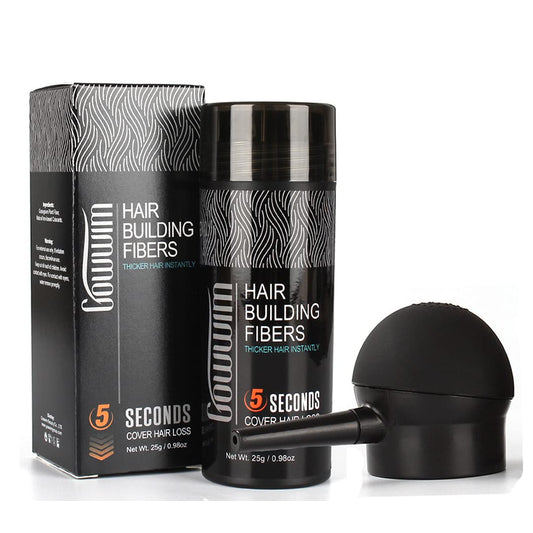 gowwim Hair Thickening Fibers 2-in-1 Kit Keratin Building Fibers, Spray Applicator & Hold Spray - Instantly Volumize Sparse Areas (Black)