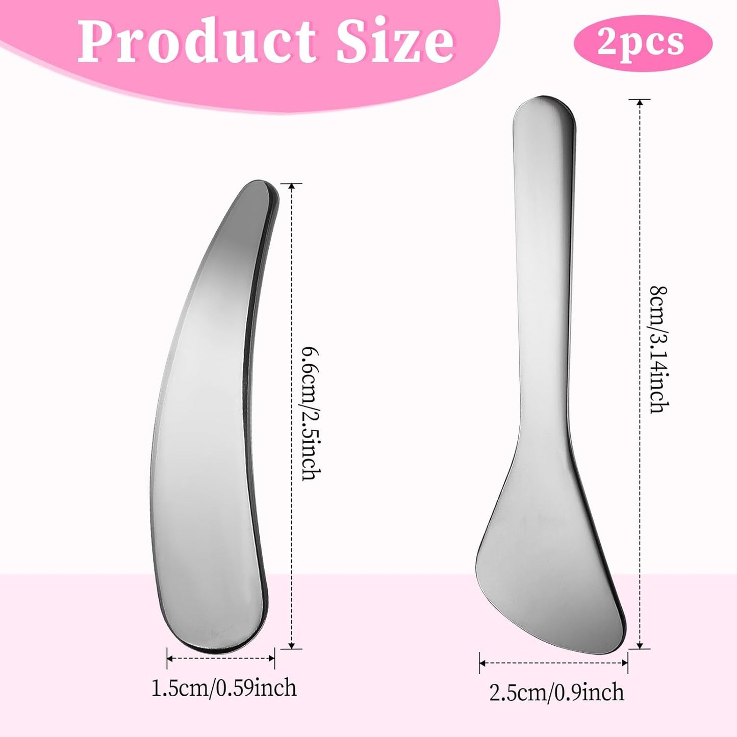 2Pcs Cosmetic Spatula Reusable Facial Massage Spatula Practical Mini Makeup Eye Cream Applicator Multi-functional Beauty Face Skincare Spoon for Mixing Sampling Lotions Moisturizers Accessories