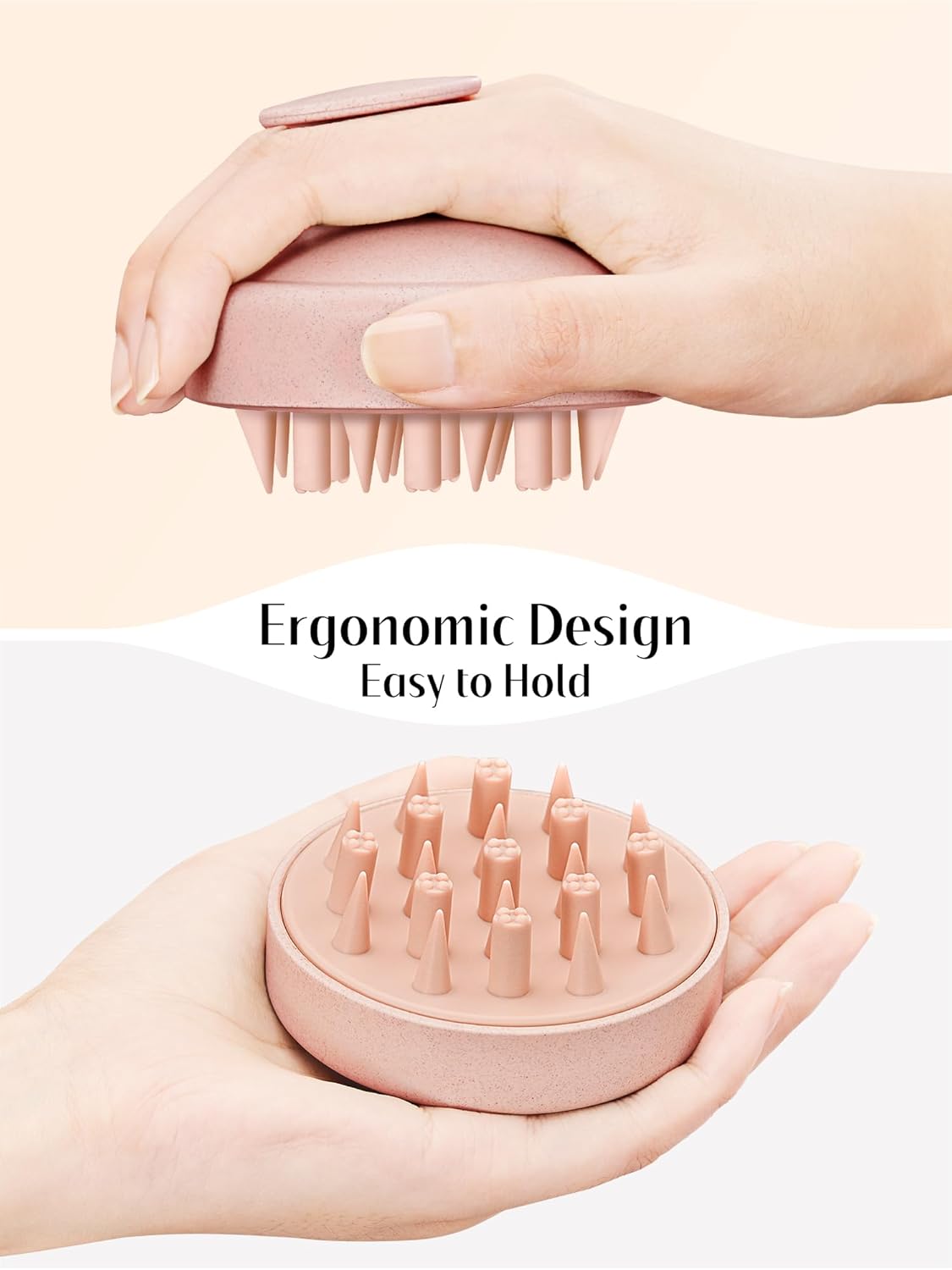 HEETA Hair Scalp Massager for Hair Growth, Shampoo Brush, Scalp Scrubber Exfoliator with Soft Silicone Bristles for Dandruff Removal to Relieve Stress, Wet Dry Use Updated Material, Pink