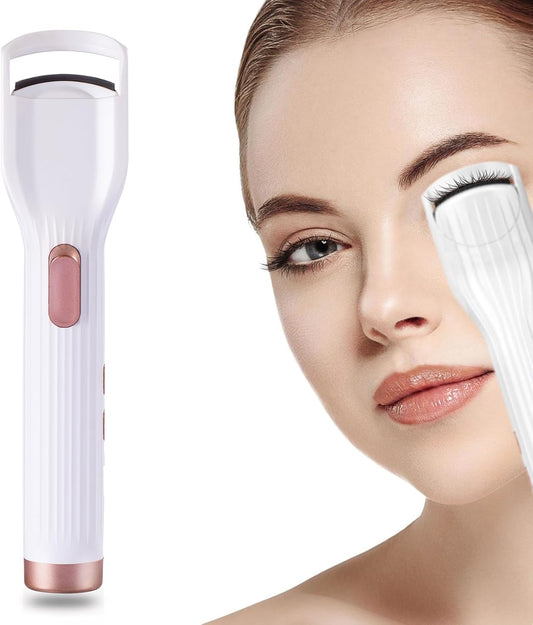 Heated Eyelash Curler Professional, 2 Heat Modes Fast Heat up in 8s, Rechargeable Electric Eyelash Curler with Type-C, White Electric Heated Lash Curler for Women Girls