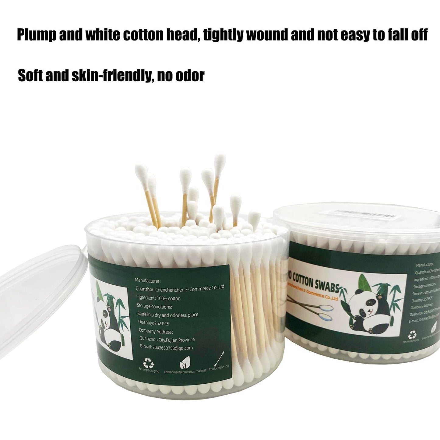 Thick Cotton Swabs,XL Size Natural Bamboo Cotton Buds 3 pack