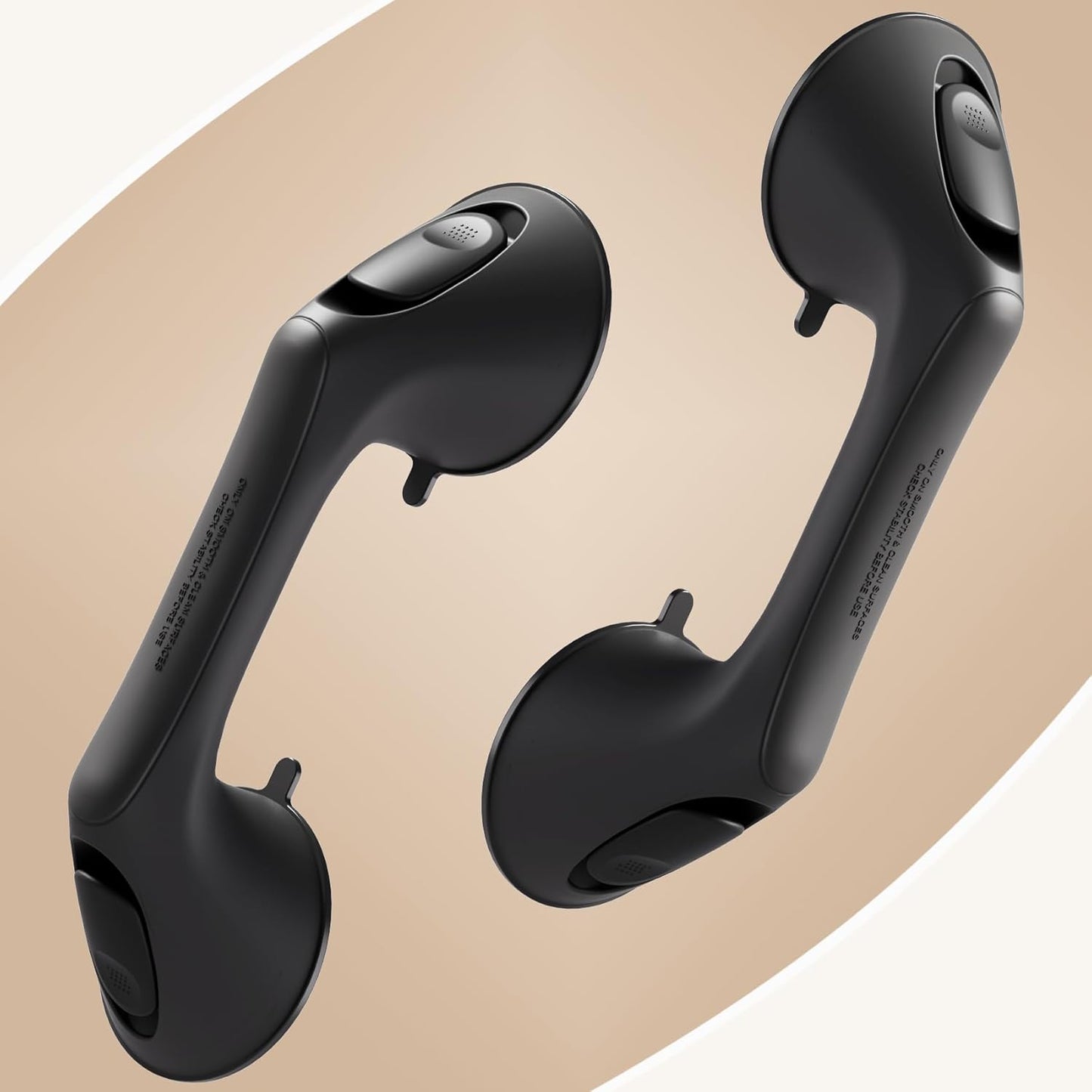 2 Pack 12 Inch Grab Bars for Bathtubs and Showers for Seniors, Heavy Duty Shower Handle for Elderly, Suction Cup Removable Handrails Handicap Bath Grip Bathroom Safety Grips （Black）