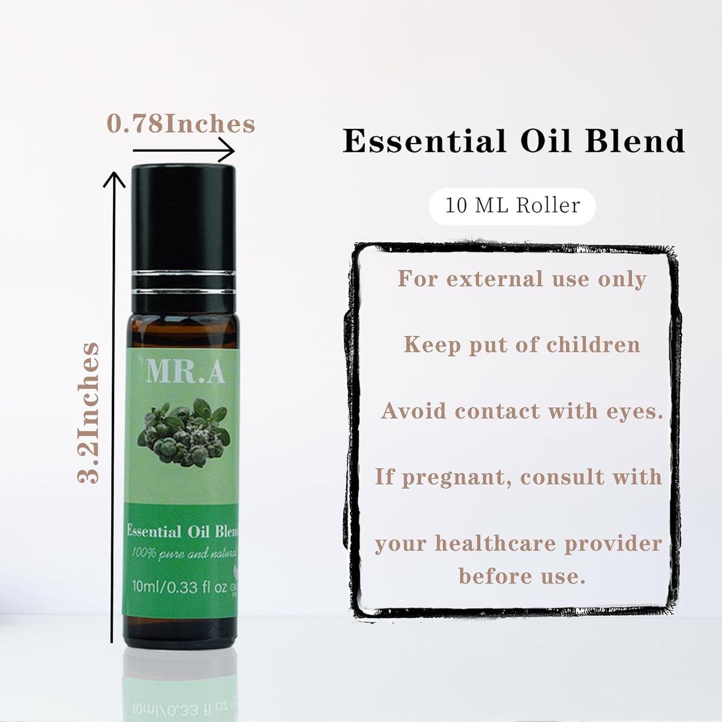 4 Pack Essential Roll On Blend Oils Set, 100% Natural Fragrance Oil, Aromatherapy Roll On Blend Oil with Pure Lavender, Petitgrain, Bergamot, Marjoram Oil, Gift for Women Men 0.33 fl.oz