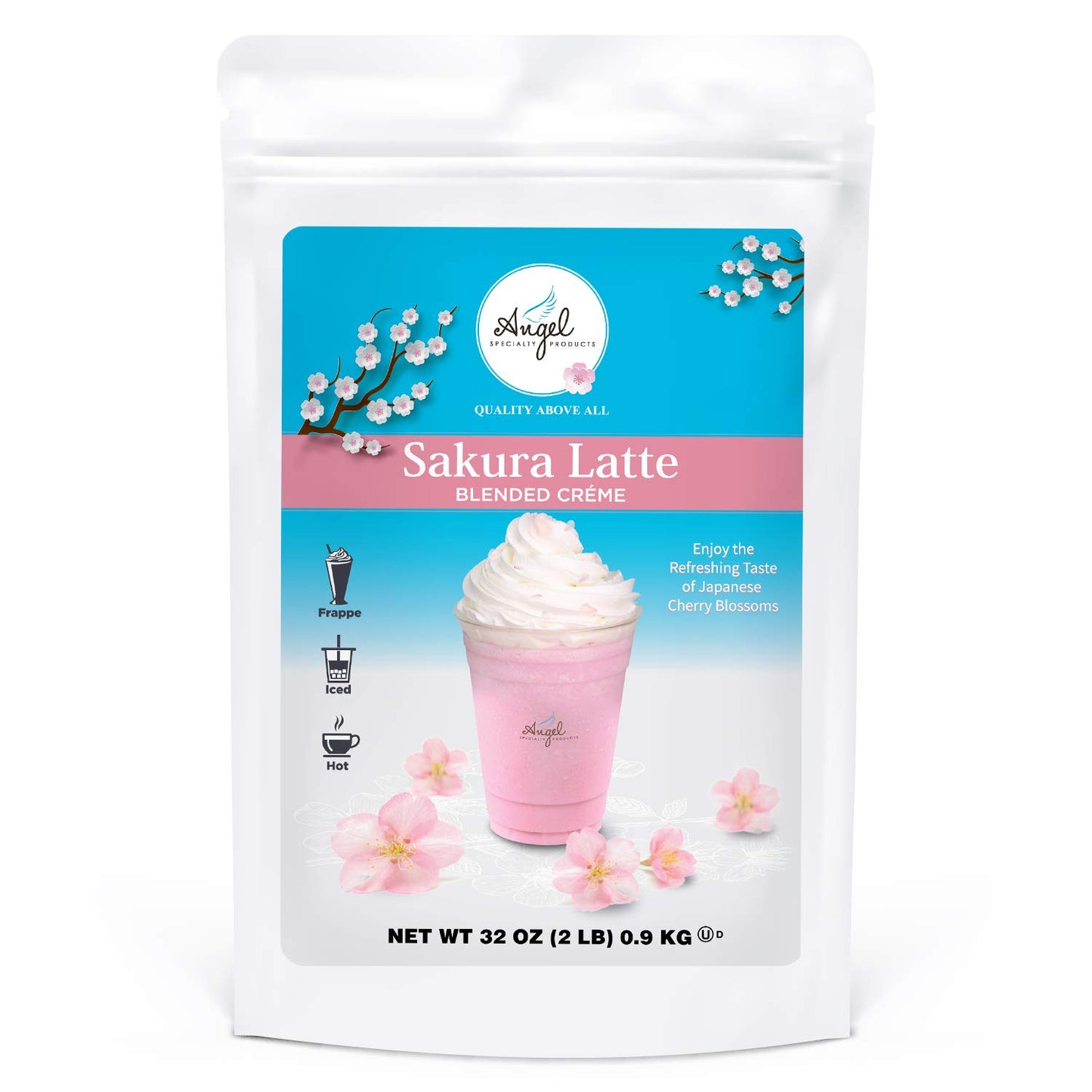 Sakura Latte Blended Crème by Angel Specialty Products [2 LB] [22 Servings]