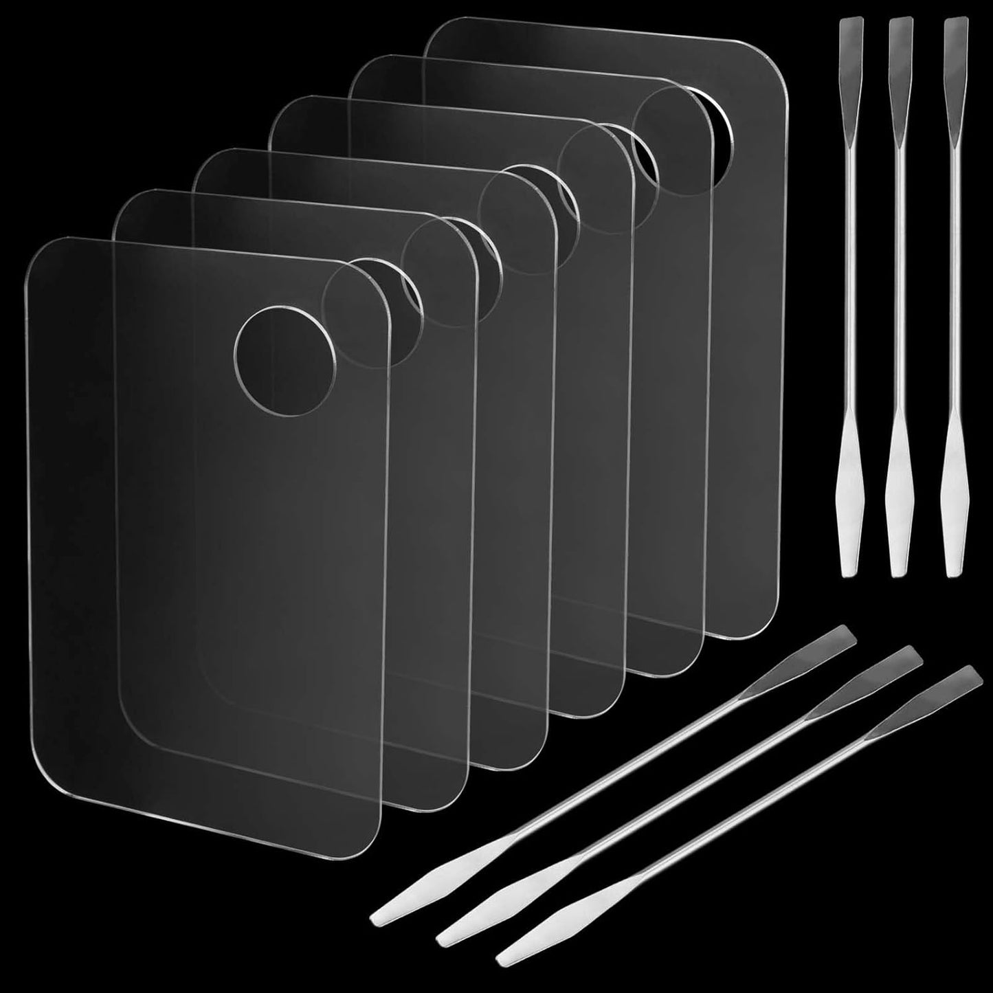 6 PCS Acrylic Makeup Palette, Clear Makeup Palette Mixer with Spatula, Makeup Palette Mixer Tray for Painting, Makeup and Art Craft