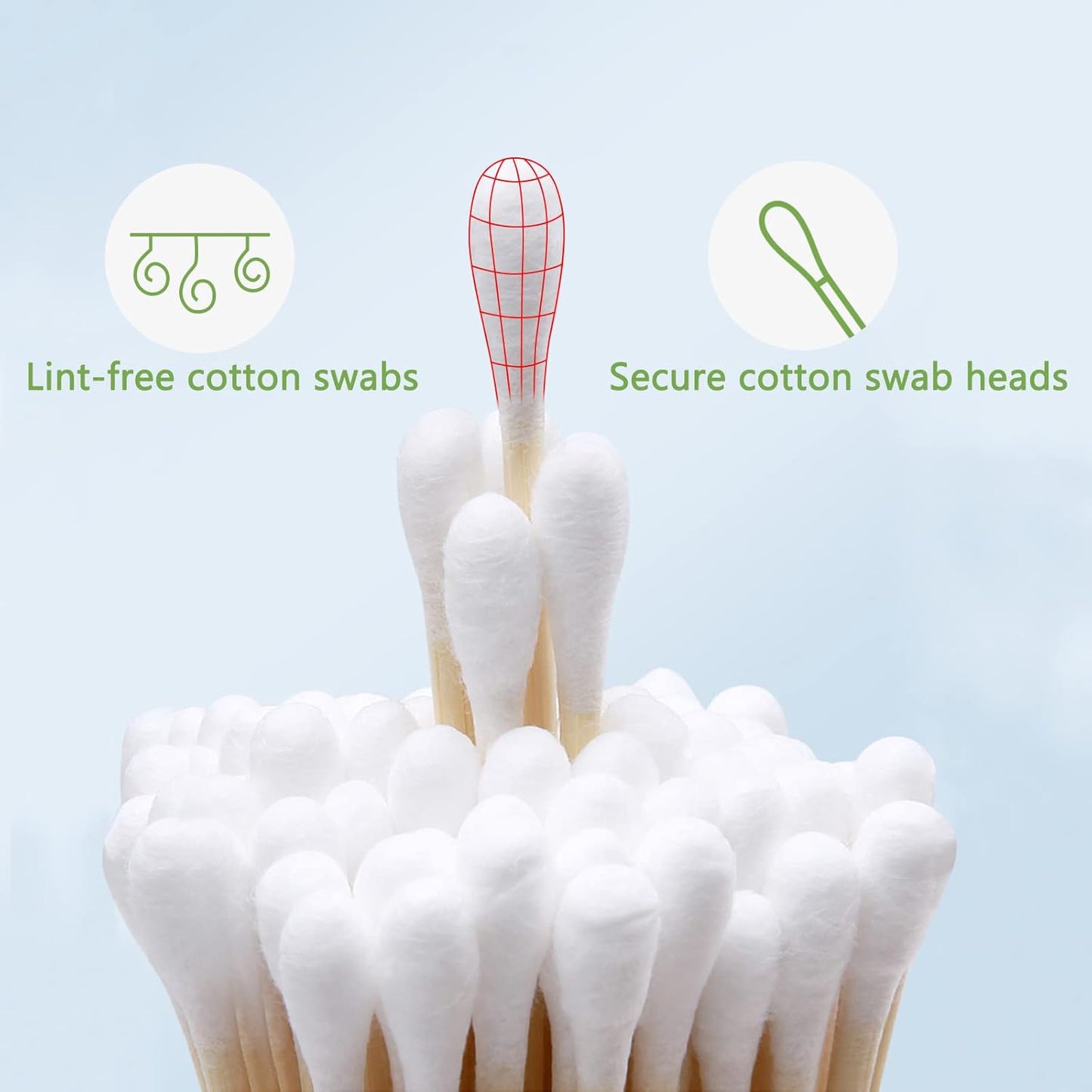 400 Count Round Tip Cotton Swabs, 6-Inch Bamboo Sticks, Lint-Free, for Delicate Cleaning, Arts & Crafts, Pet Care, Audio Equipment Maintenance with Portable Storage Case