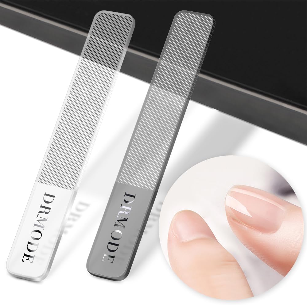 Glass Nail File - 2PC Upgrade Glass Nail Shiner for Natural Nails Nano Nail Buffers Crystal Polisher with Case, Professional Manicure Tools Kit for Acrylic Nail Care for Women and Girls