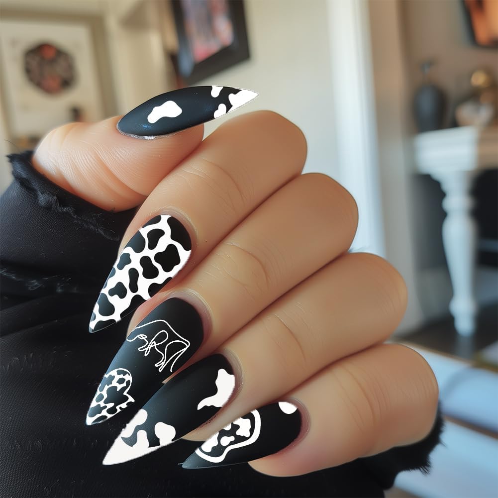 3Pcs Cute Cow Nail Stamping Plate Set Graffiti Spots Animal Heart ShapedStainless Steel Nail Templates Clear Silicone Nails Stamping with Stamper Scraper for Manicure Printing