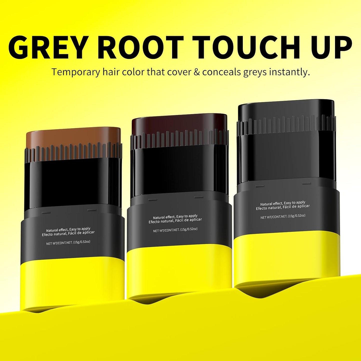 Gowwim Hair Dye Comb, Instant Portable Gray Hair Cover up Hair Dye Stick 2-in-1 Hair Color Stick Natural & Long-lasting Root Touch up Hair Color Comb Waterproof for Women & Men 15g/0.52 oz