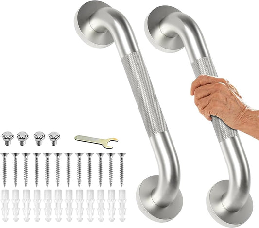 Grab Bars for Bathtubs and Showers 2 Pack 12'' Safety Grab Bar, Heavy Duty Shower Handle Bath Handrails for Seniors and Elderly, Bathroom Safety Grip