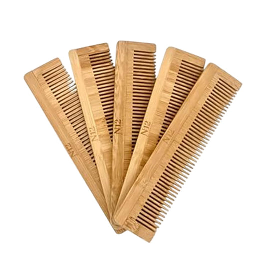 5 Bamboo Wood Pocket Beard Comb Set of 5, 100% Natural wooden combs for Beard, Hair, Mustache, Men & Women, Travel-Friendly, Eco-Friendly Grooming Solution