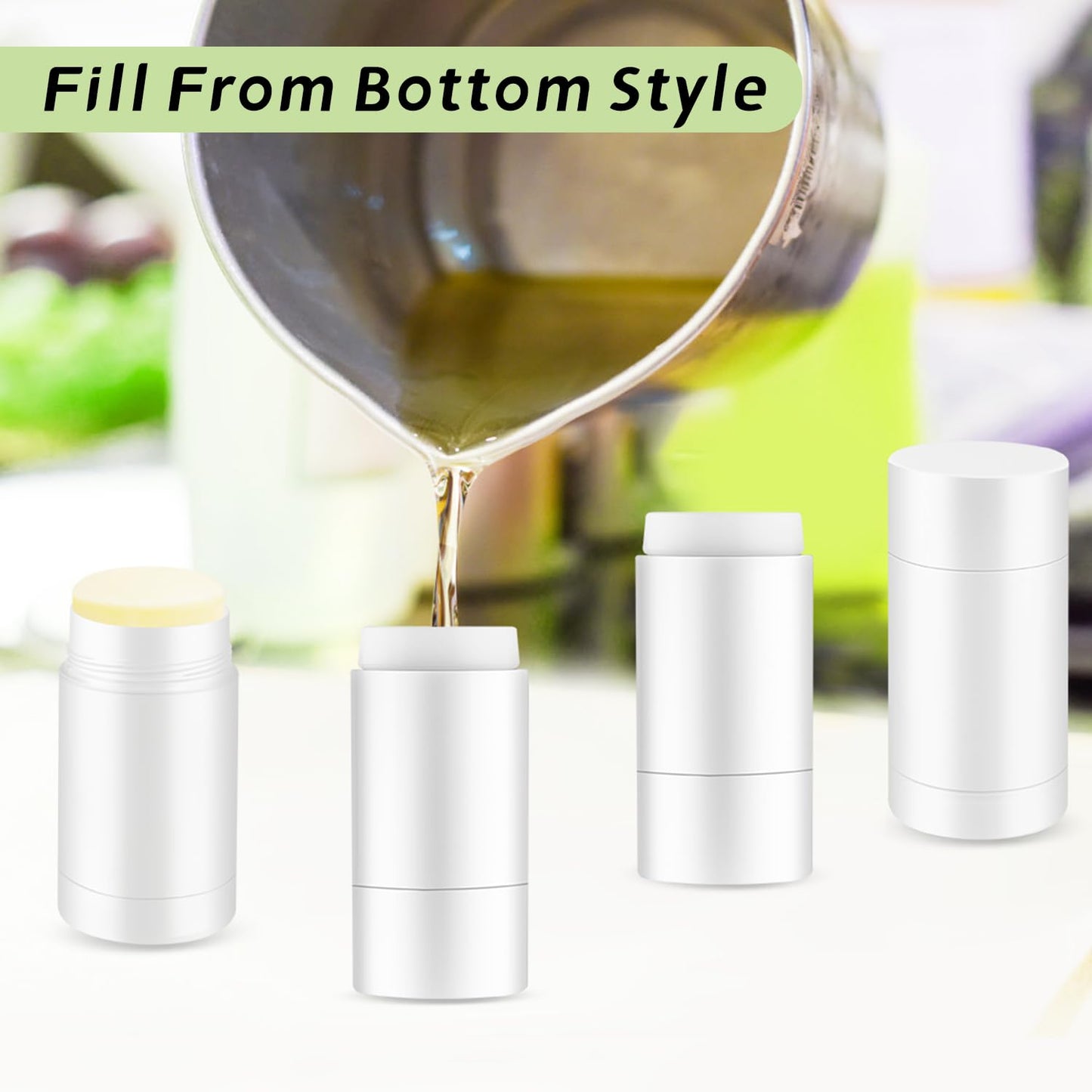10 Pcs Empty Deodorant Containers Bottom Fill Deodorant Bottles Refillable DIY Deodorant Tubes Lip Balm Tubes (white, 75ml/2.5oz)