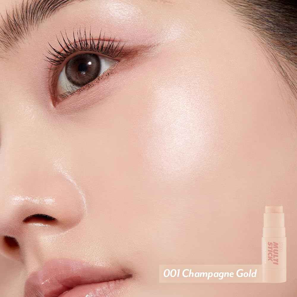 I'M MEME Highlighter - I'm Multi Stick 001 Champagne Gold | Easy Blending, Matte Finish, Suitable for Beginners, Lightweight Formula, Daily Use, Natural Blur Effect, 0.24 Oz